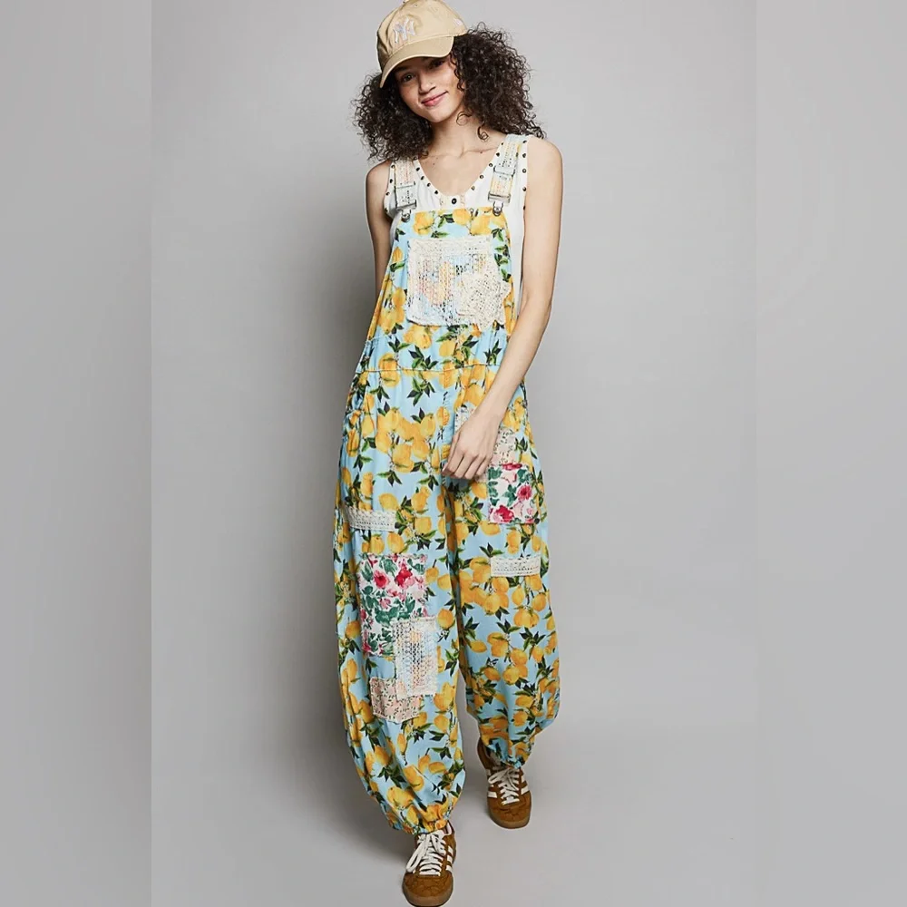 POL Summer/Spring Collection Laced Patchwork Overalls Detailing - Picture 2 of 6